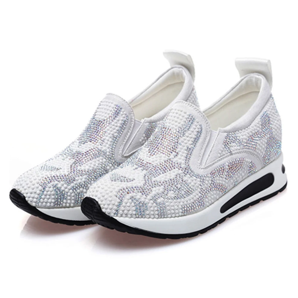 Туфли женские на платформе и высоком каблуке дышащие со стразами толстая подошва