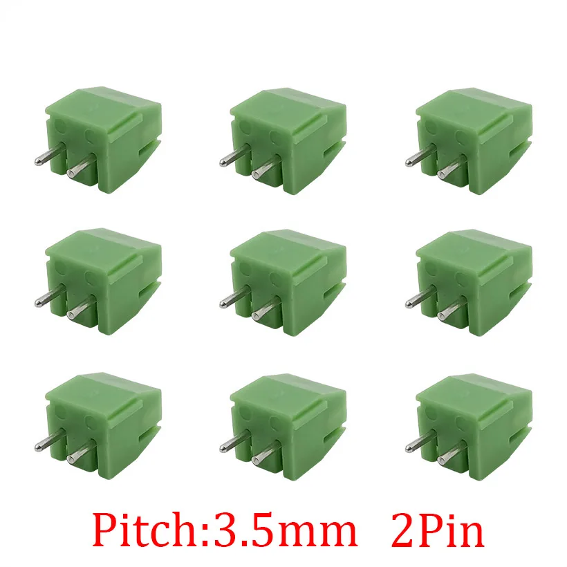 20 шт KF350 3.5 2P прямые булавки PCB Винтовые клеммы разъема 2 Pin Spliceable подключаемого
