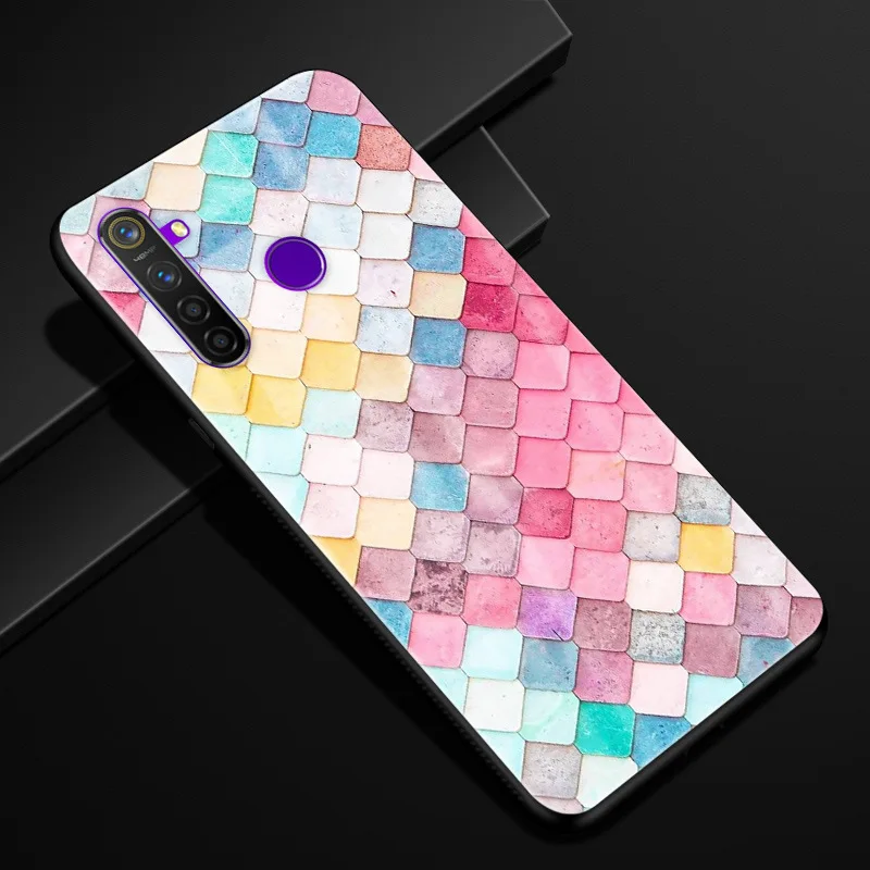 1 Для OPPO Realme 5 pro Чехол 6,3 ''стекло Жесткий чехол для OPPO Realme5 чехол для телефона силиконовый бампер Fundas Coque Realme 5pro - Цвет: 1