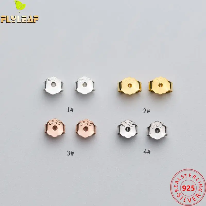 

100% 925 Sterling Silver Earring Back 18k Gold Rose Gold Plug Earring Settings Base Ear Studs Back Jewelry Accessories 4.5-5mm