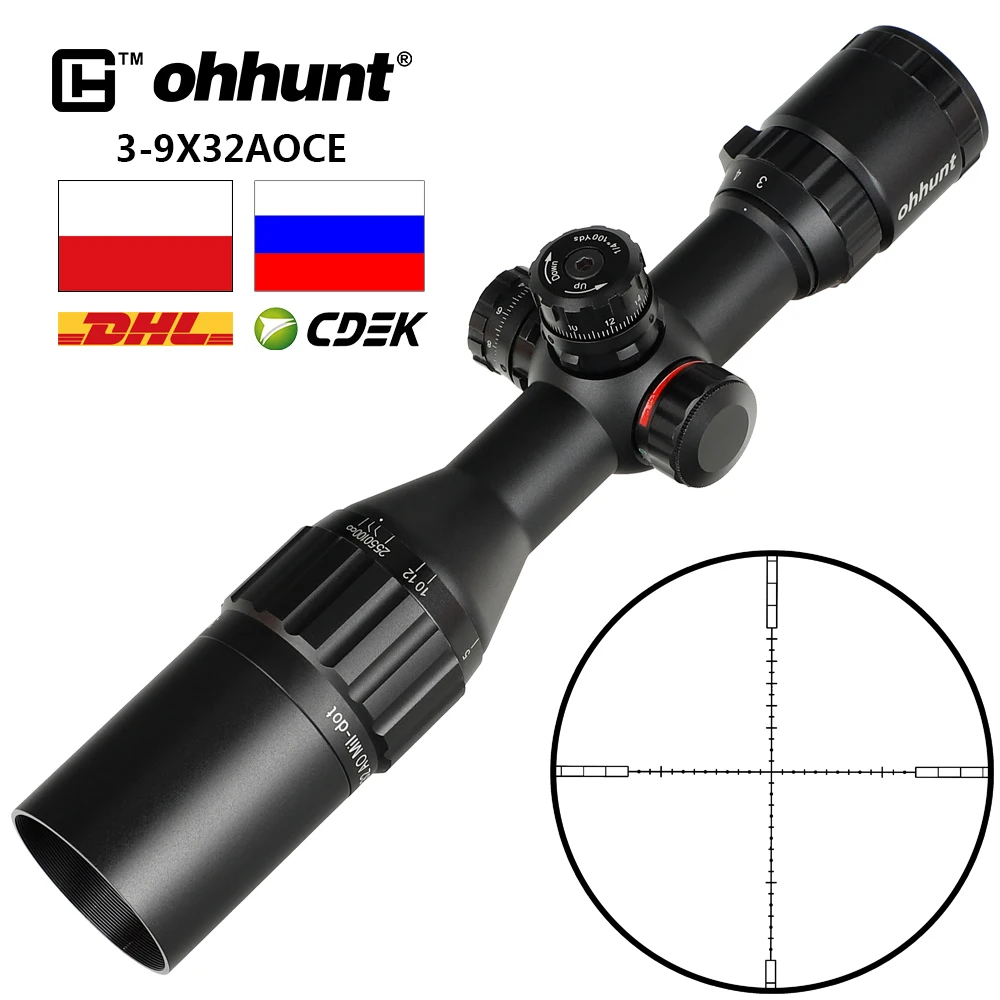 Охотничья оптика ohhunt 3 9x32 AO Compact 1/2 половинный мил Dot Riflescopes Turrets Блокировка с