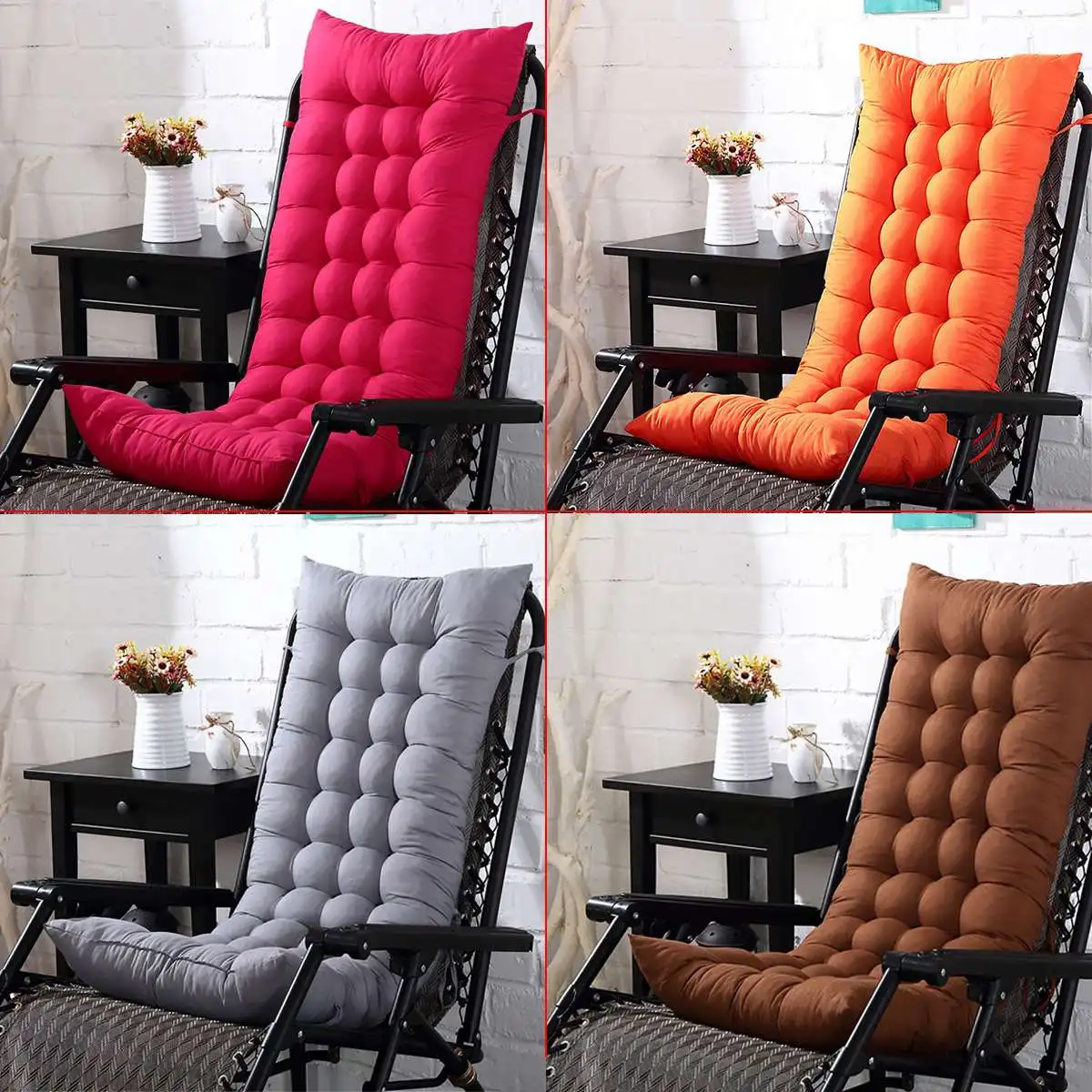

New Solid long Cushion Mat For Recliner Rocking Rattan Chair Folding Thick Garden Sun Lounge Seat Cushion Sofa Tatami Mat No