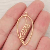 10 x genuine gold plating hollow leaf shape charms pendants for diy earrings jewelry making findings accessories 39x19mm