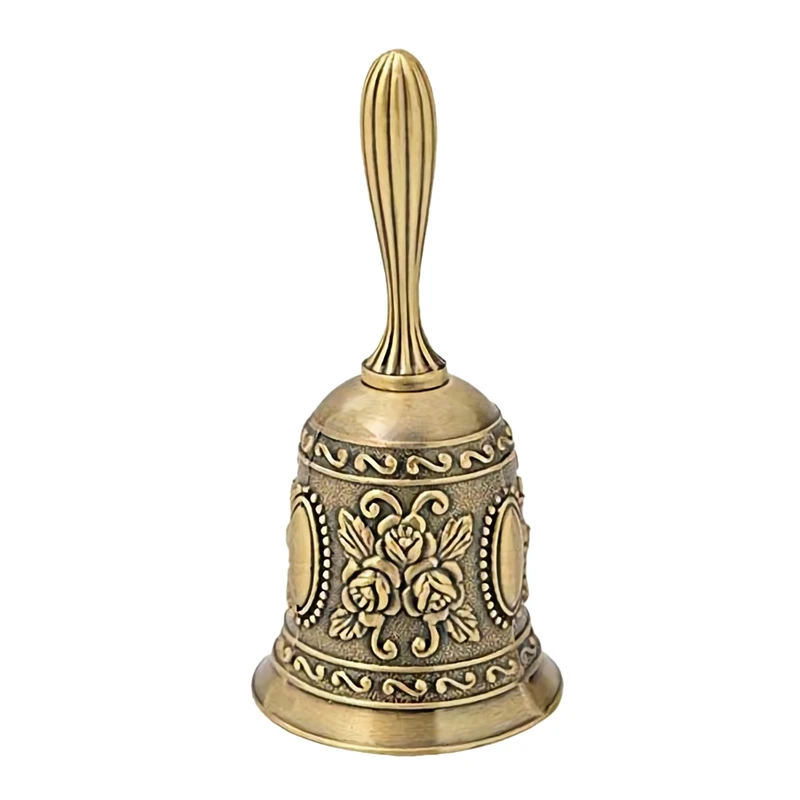 Hand Bell Metal Tone Ring Alarm Hold Service Call Desktop Tea Dinner Game Christmas Gold | Дом и сад