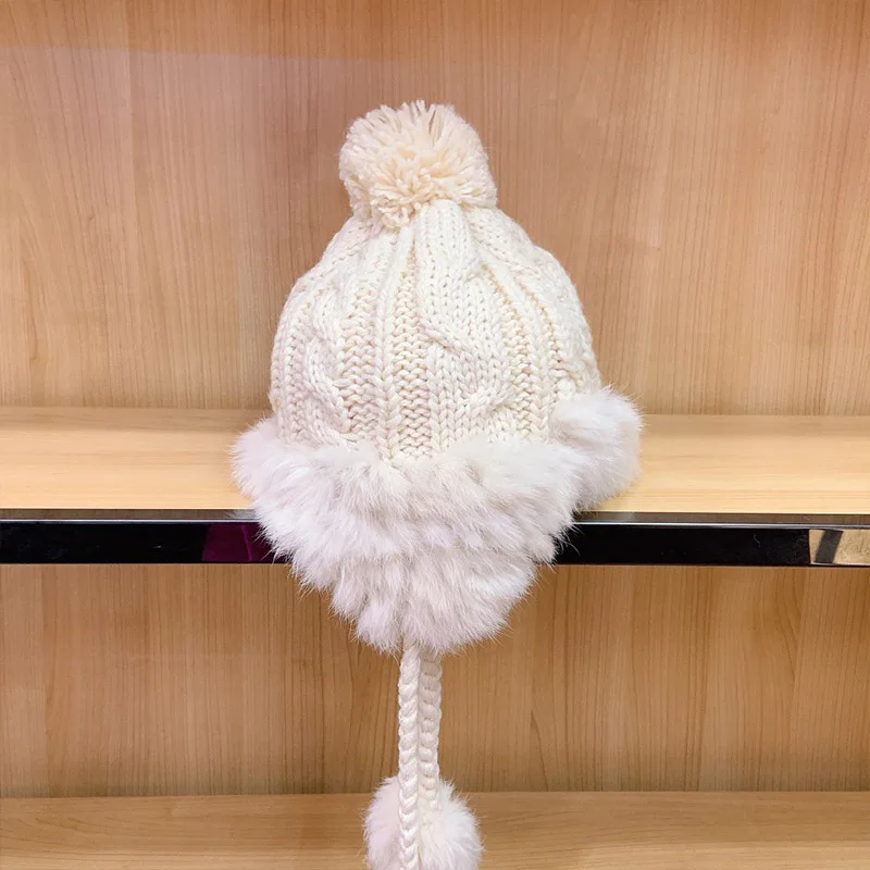 Q038 модные шерстяные зимне наушники шапка Hairball Лыжные шапки дизайн двойной волос мяч шапка сохраняет тепло зима gorro hombre# Q038