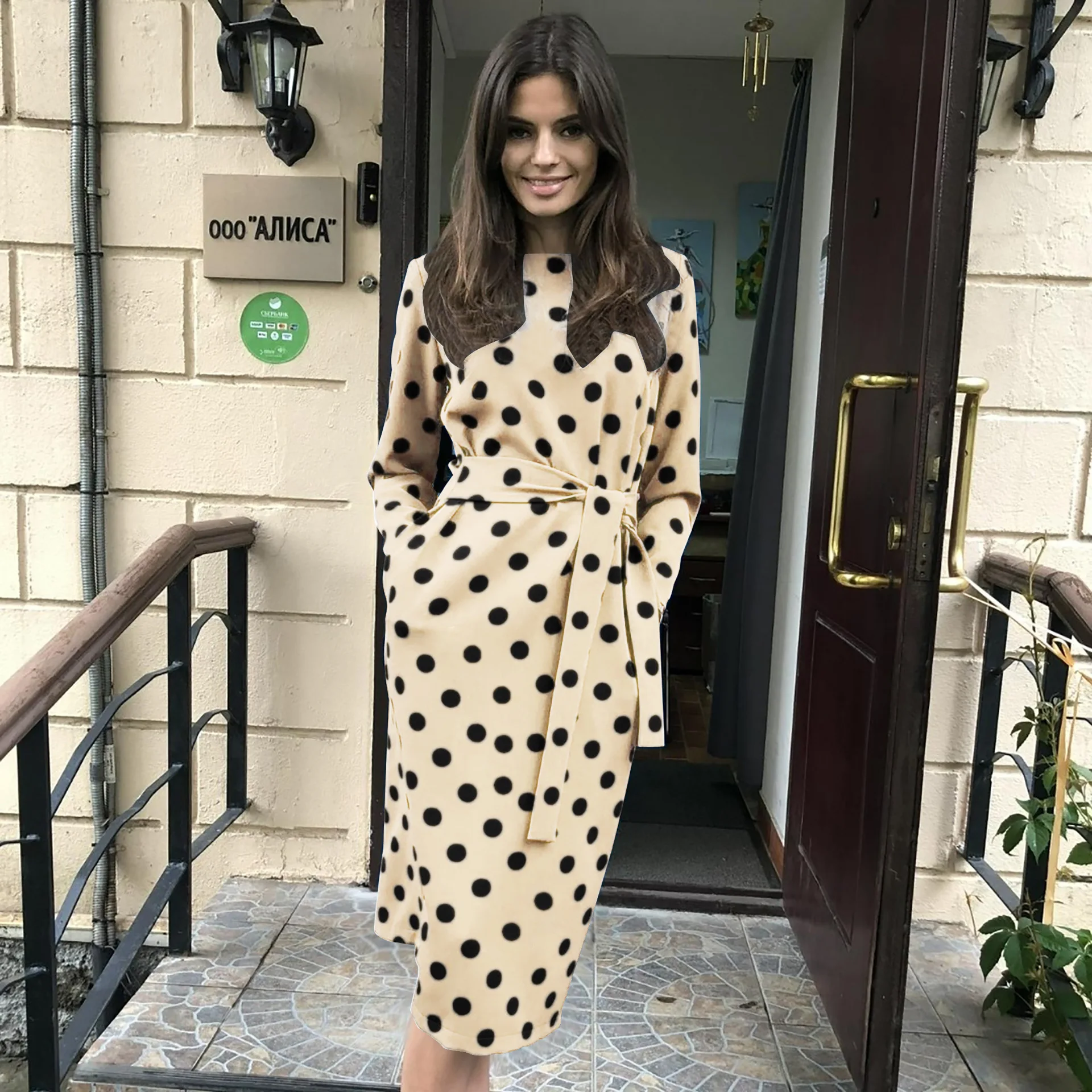 

2020 Vestido Longo Sale Polyester Ukraine Zanzea Woman Dress Fall Women Long Sleeve Dot Female Maxi Dresses Women's Clothing