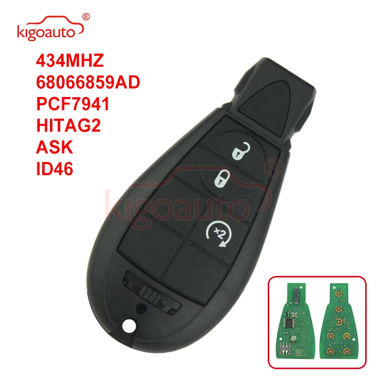 

Kigoauto #1 Fobik key 3 кнопки 434 МГц для Chrysler 68066859AD Caliber Journey Grand Cherokee Voyager модель ЕС