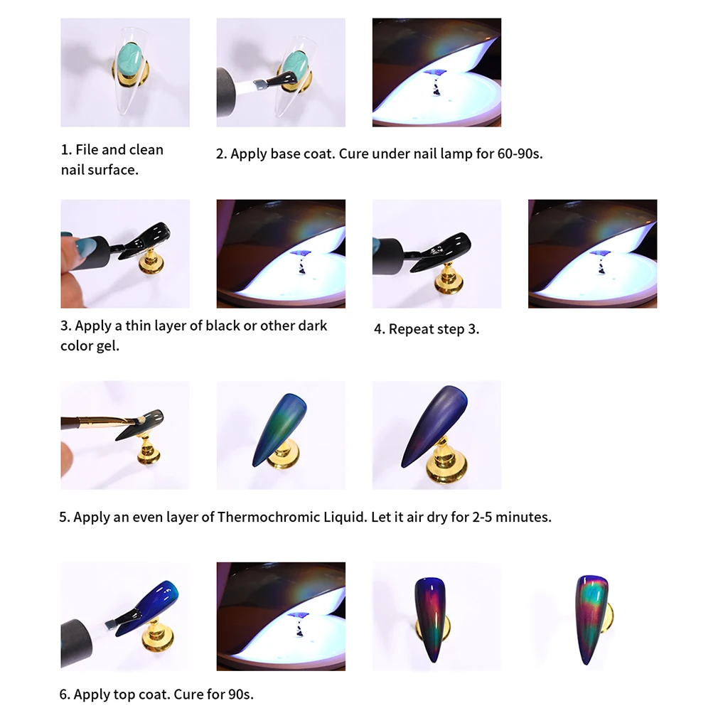 

Elite99 Thermochromic Liquid Aurora Changing UV Nail Gel Polish Paint Gel Nails Art Tips DIY Black Base Nail Primer Top Base