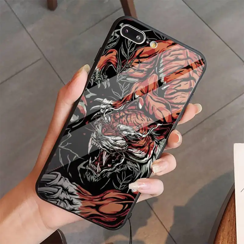 

Art abstract illustration tiger Phone Case Tempered glass For iphone 5C 6 6S 7 8 plus X XS XR 11 PRO MAX