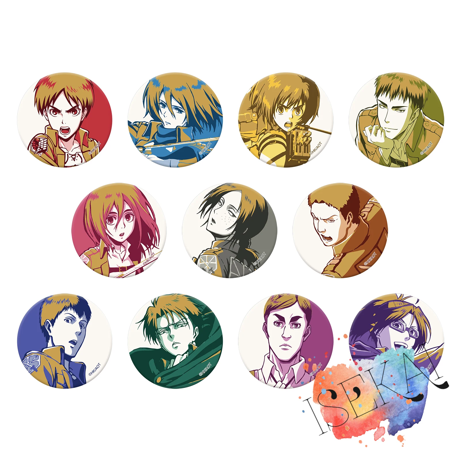 Значок аниме атака на Титанов Levi Eren Ackerman Erwin Smith Armin arlet Zoe Hange Hans Sasha блузка с