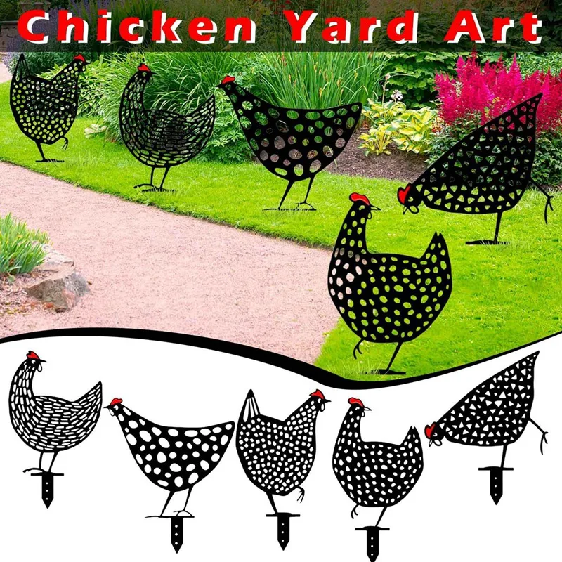 

Chicken Yard Art Outdoor Garden Backyard Lawn Stakes Hen Yard Decor Gift Garden Accessories Outdoor Decoration