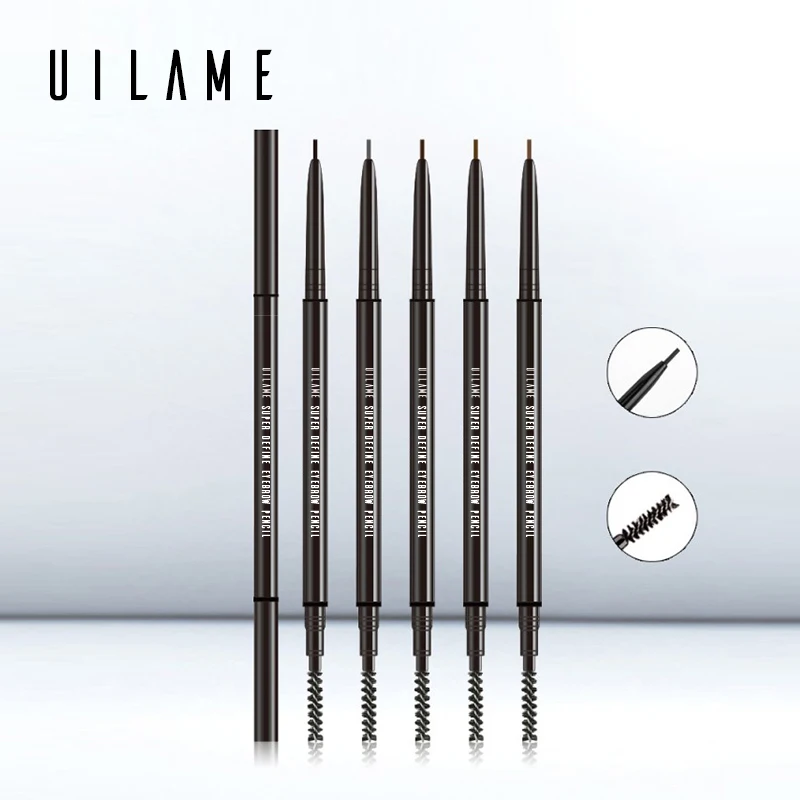 Супер тонкий карандаш для бровей и кисть водостойкая стойкая черная коричневая