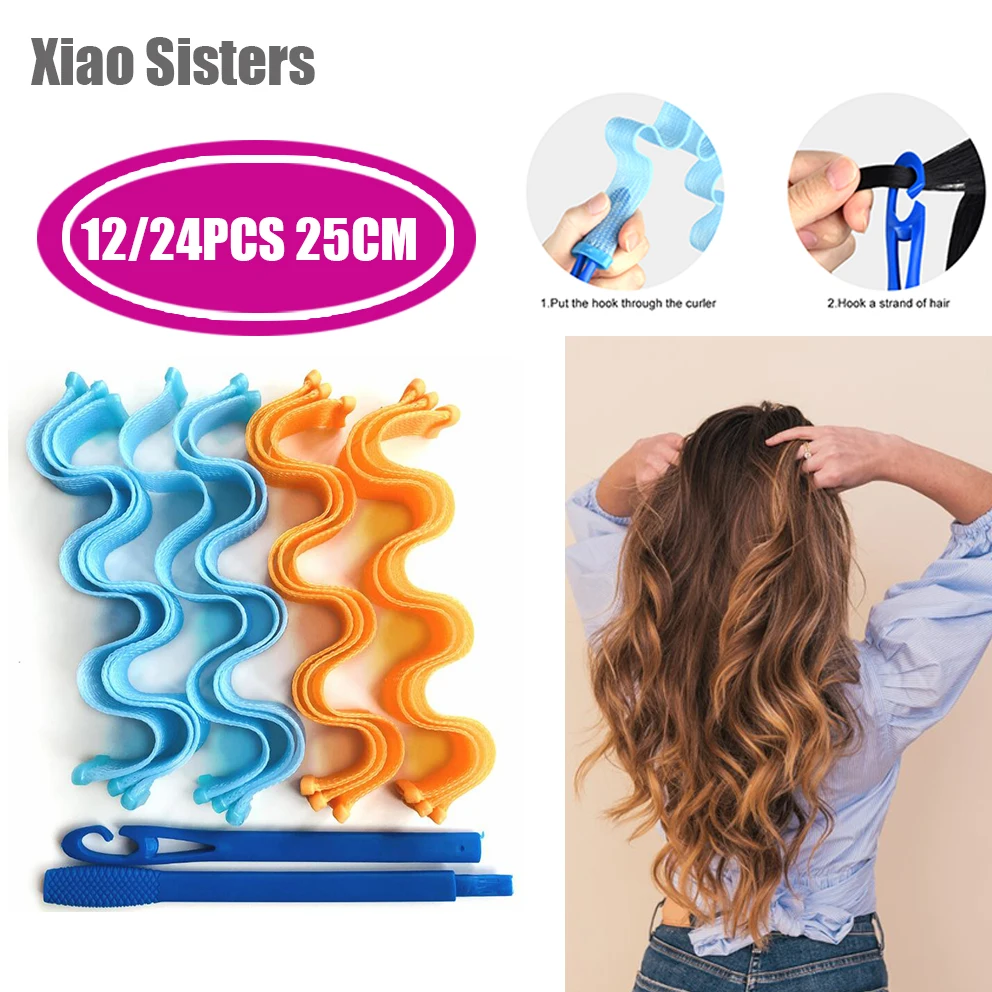 

12/24PCS 25cm DIY Magic Hair Curler Portable Hairstyle Roller Sticks Beauty Makeup Curling Rollers Hair Styling Tools Women