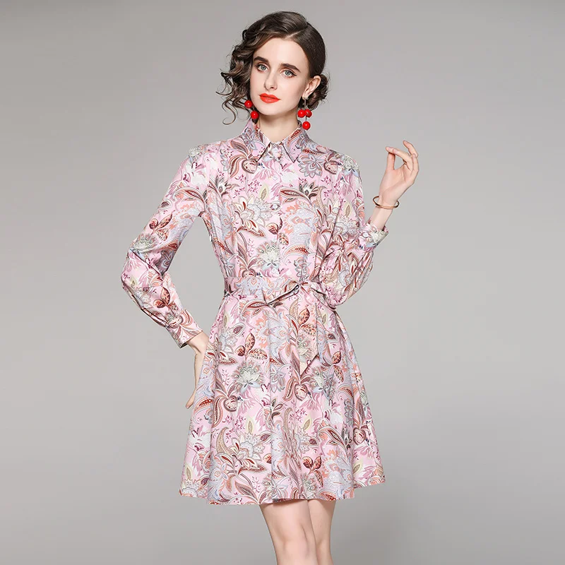 

Новинка 2022, Осеннее элегантное темпераментное платье, женское мини-платье с отложным воротником и длинным рукавом и бантом DF377