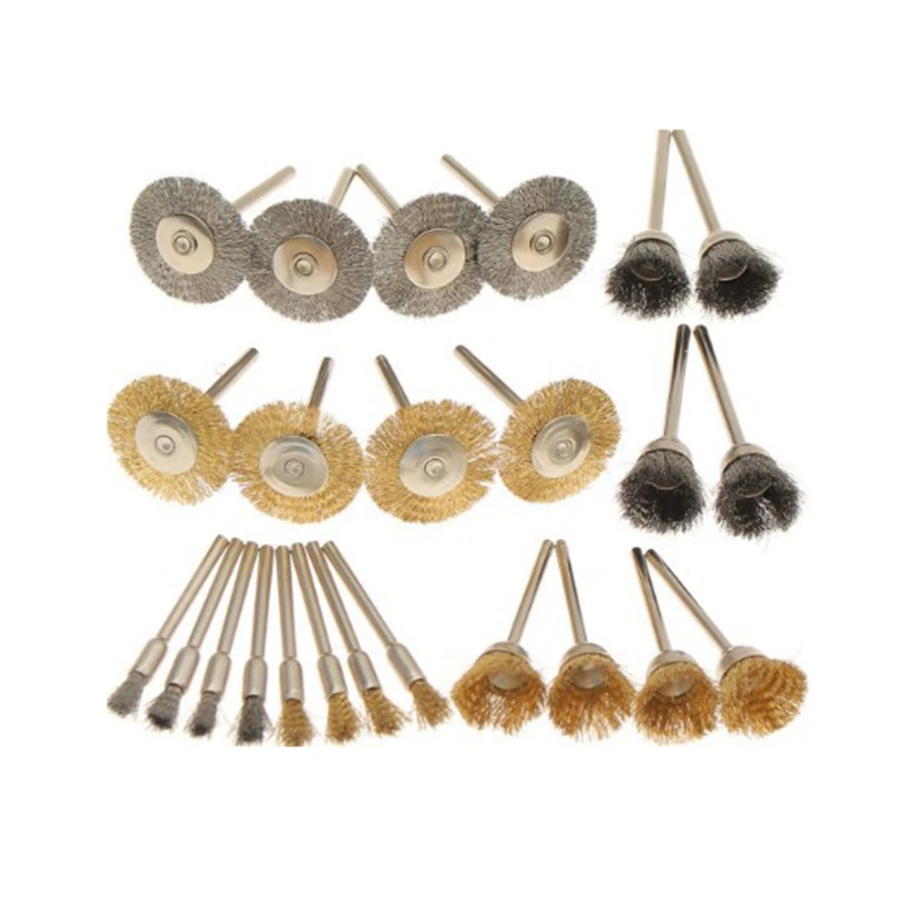 

Steel Wheel Brush Set Brass Metal Cleaning Rust Sanding Stripping Residue