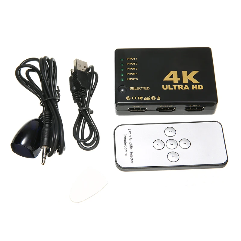 В продаже 1 шт. совместимому с HDMI переключатель черный 3D 1080p 5 Порты и разъёмы 4K