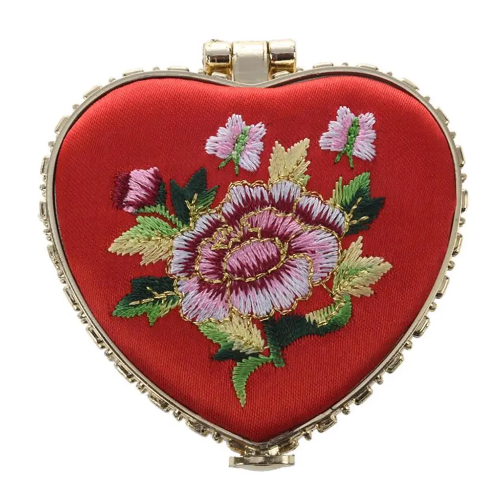 1 шт. карманное китайское цветочное зеркало с вышивкой двухстороннее складное