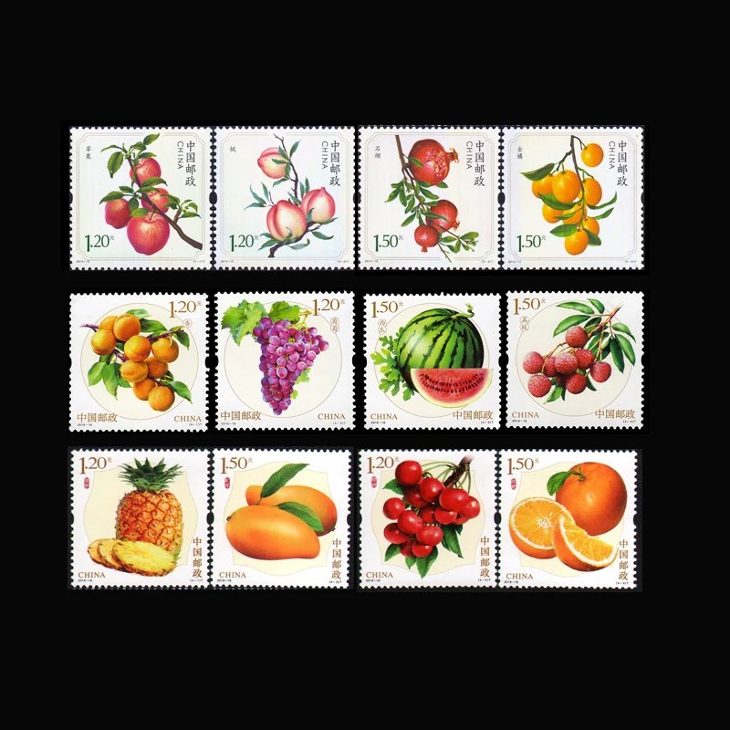 

12 PCS / Set Chinese All New Topic Plants Fruits Postage Stamps For Collection