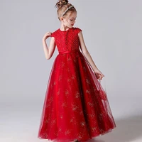 red christmas tulle junior bridesmaid dress sparkly kids princess for wedding pageant gowns flower girl dresses for new year