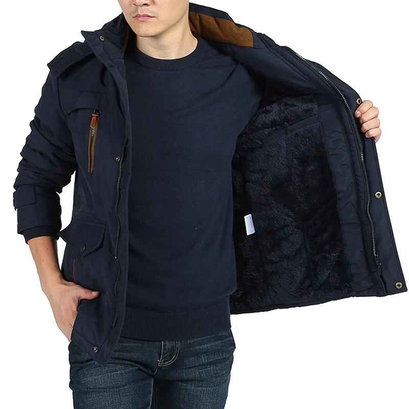 Winter Fleece Lined Padded Warm Keeping Cotton-Padded Coat Men's Clothing plus-Sized plus Size Tooling Style Padded Jacket