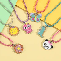 colorful chains cute rainbow animals flowers shape pendant necklace for children kids girls birthday party christmas jewelry