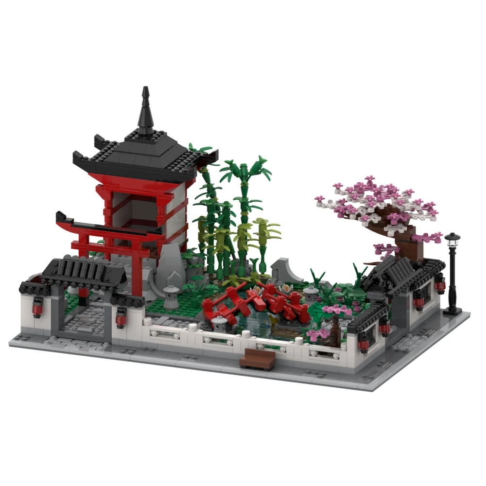 

MOC Japanese Style Villa Courtyard Garden Building Blocks Set Architecture Town Street View Bricks Toys For Children Xmas Gifts