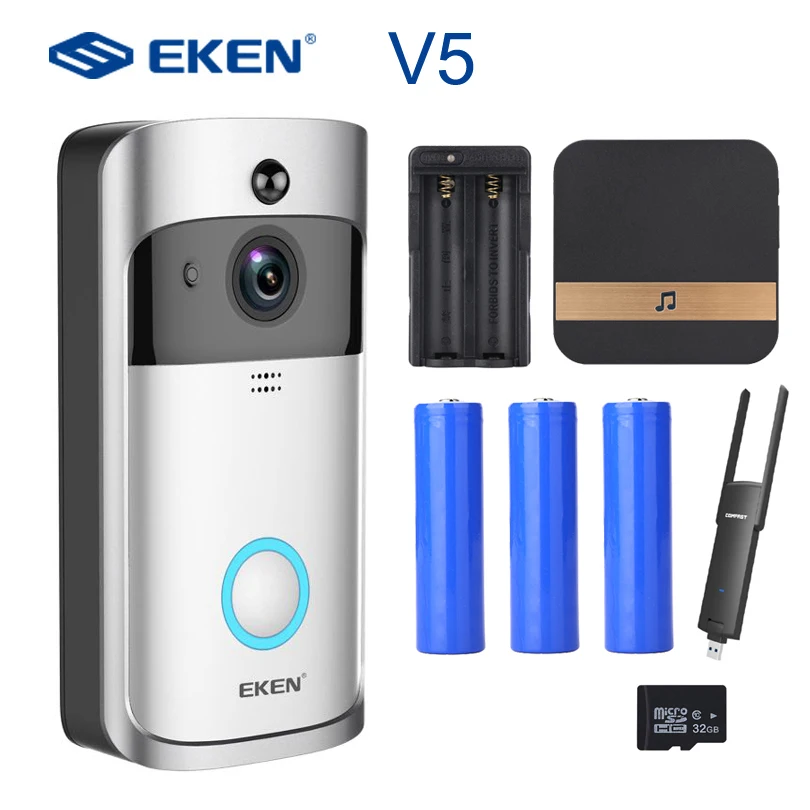 EKEN V5 Smart WiFi видео дверной звонок камера визуальный домофон с чимом ночного