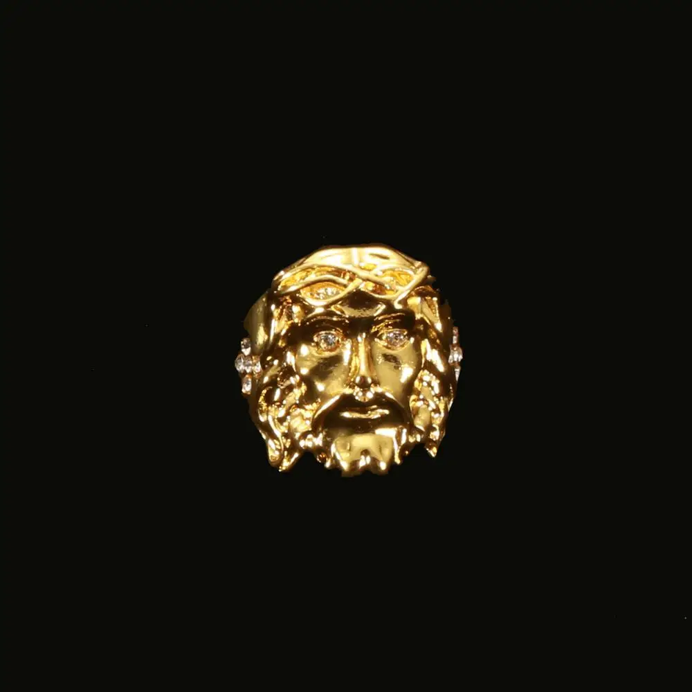 gold Позолоченные кольца в стиле хип-хоп с блестящим крестом и изображением Иисуса, высокое качество, модные очаровательные панк аксессуары, ювелирные изделия - Цвет основного камня: gold