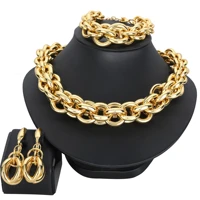 africa gold wedding jewelry sets for women necklace and earring sets for party gift