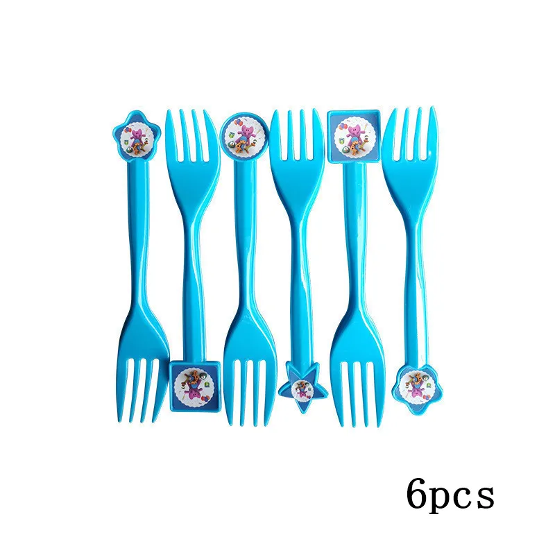 6pcs POCOYO детей с днем рождения поставки мультфильм собака слон малыш душ Мальчики украшения шар посуда чашка тарелка - Цвет: 6pcs