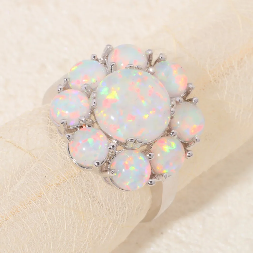 Кольца CiNily White Created Fire Opal посеребренное кольцо с цветком для женщин оптовая
