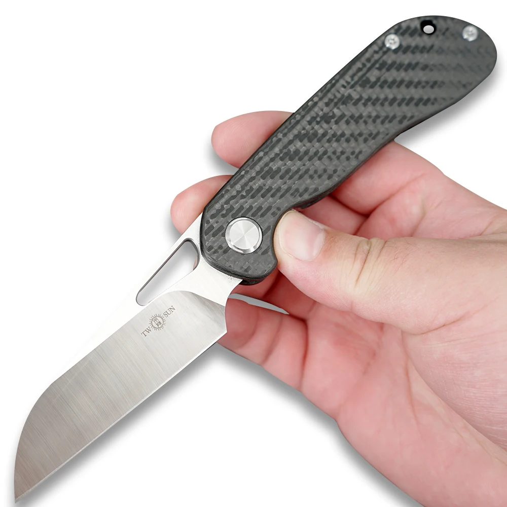 

TWOSUN Knives M390 Blade Flipper Folding Pocket Knife Tactical Knife Camping Hunting Knife Outdoor Tool Carbon Fiber EDC TS262