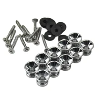 10 sets of universal silver guitar strap locks nails buttons screws pad