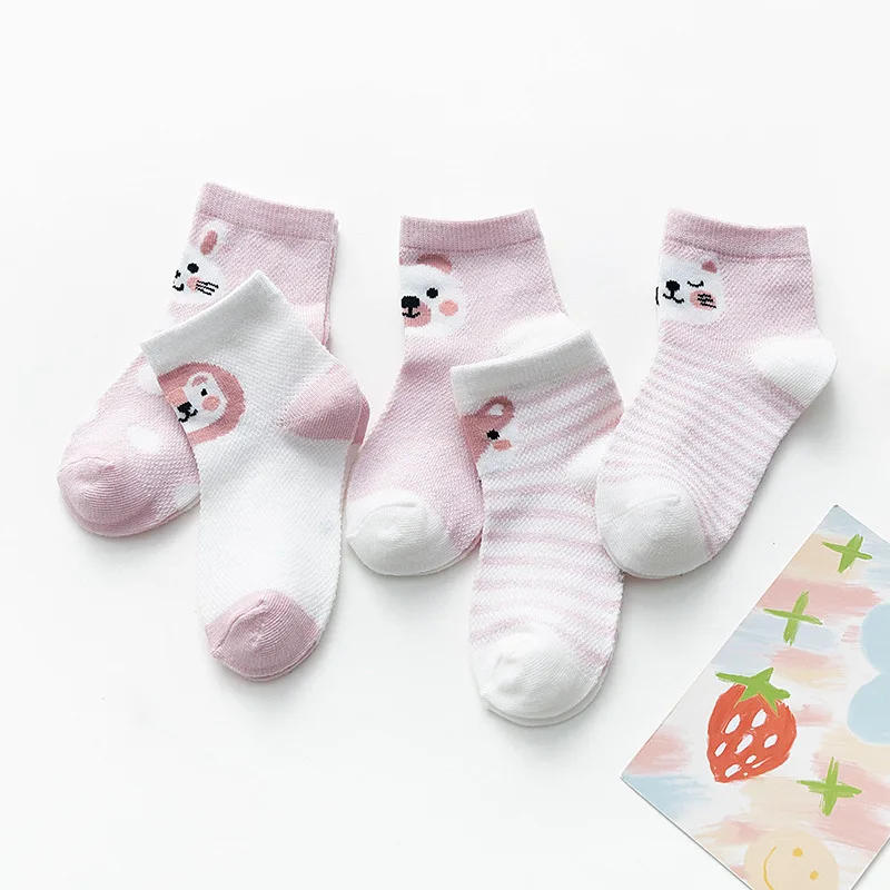 5Pairs/lot 2020 New Spring Summer Baby Kids Mesh Socks Animal Print Boys Girls Short Thin Cotton Cartoon Children | Детская одежда и
