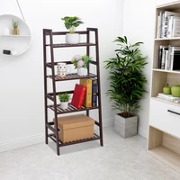 100% Bamboo Bookshelf Bookcase Bathroom Shelf Multi - Functional Adjustable 4-Layer Shelf for Living Room Study Bedroom