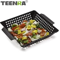 teenra non stick square grill pan stainless steel barbecue grill plate food vegetable basket tray bbq tools kitchen gadgets