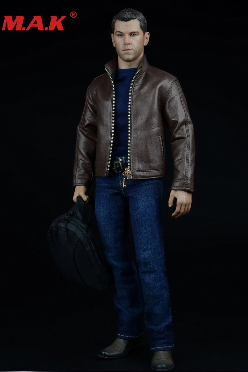 

1:6 scale male man boy agent suit leather jacket shirt jeans clothing set and pistol accessories for 12'' inches action figures