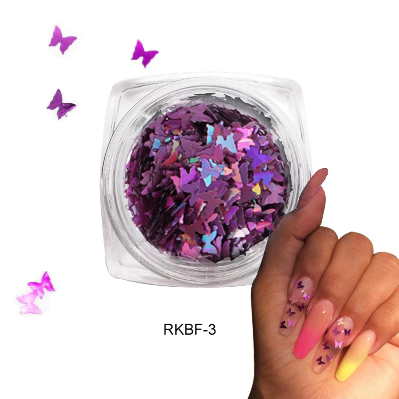 2019 Новый 1 комплект Бабочка с блестками Серебряный лак для ногтей блестящие