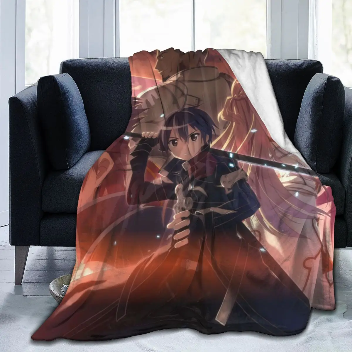 

Fashion 3D Printing SwordArtOnline Comfortable Printed Flannel Sheet Bedding Soft Blanket Square Picnic Soft Blanket Quick Dry