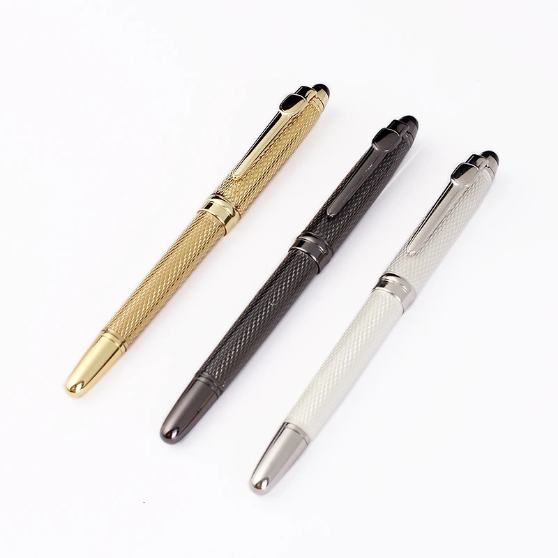 

1PC Luxury Silver Plating Ballpoint Pen Black Ink Business Signature Ball Pen Gift High Quality Office Stationary Supplies 03761