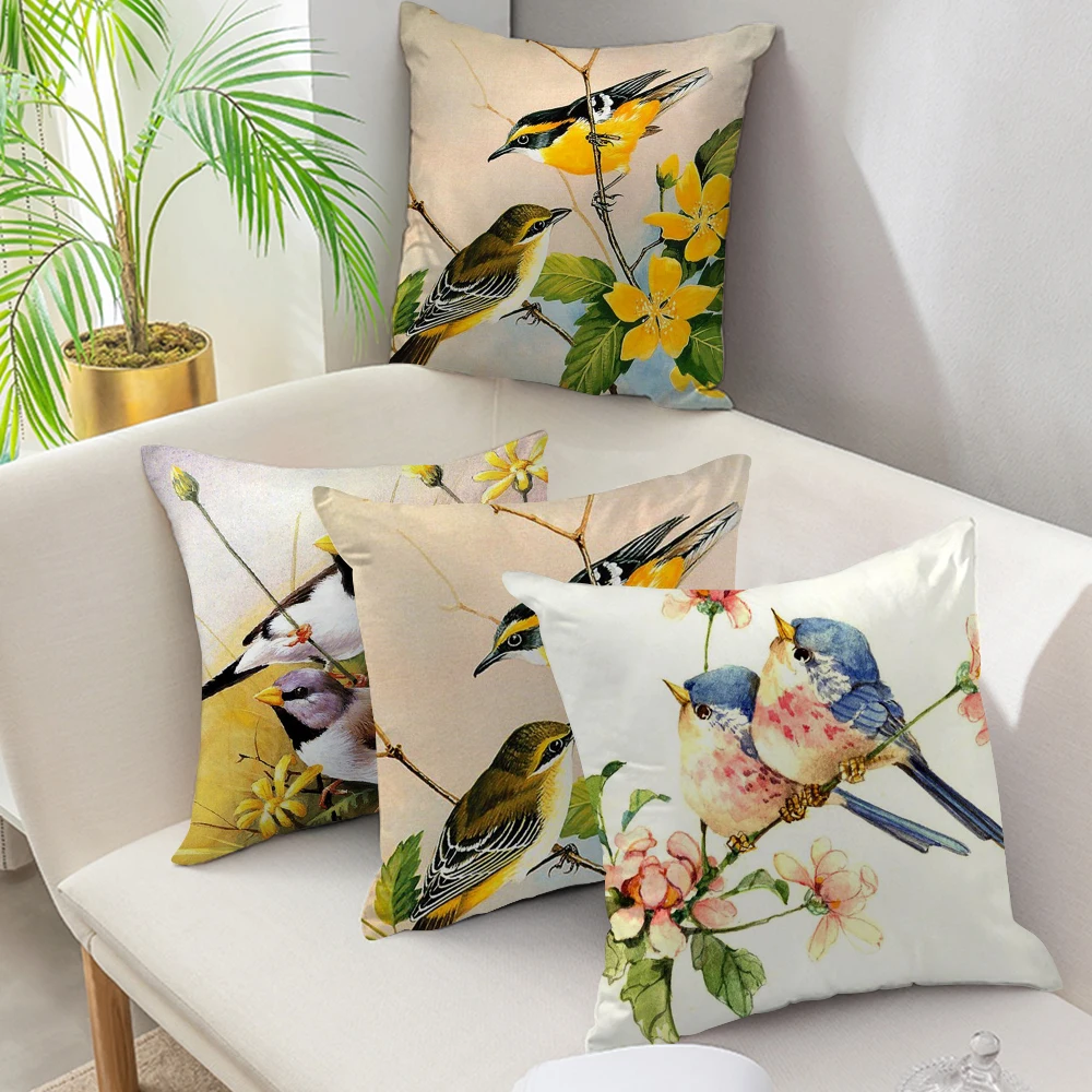 

Fuwatacchi Beautiful Bird Cushion Cover Flora and Fauna Pillow Cover Printed Pillowcase for Home Decor Sofa Decorative Pillow