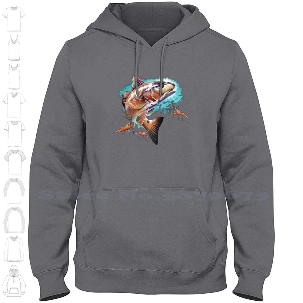 Толстовка Redfish для мужчин и женщин реалистичный свитшот с рисунком красной рыбы