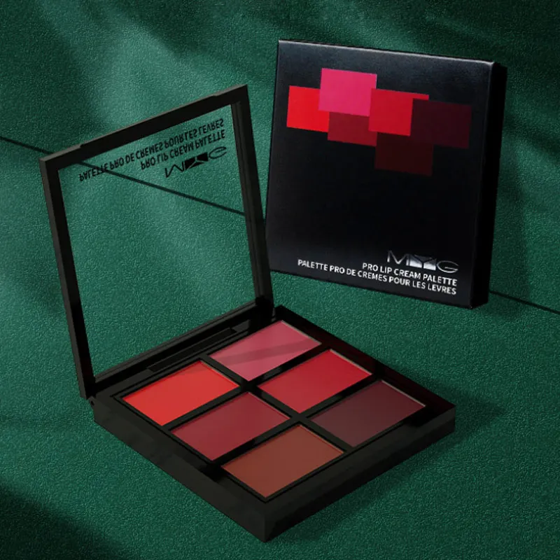

MYG Lipstick Palette 6 Colors Moisturizing Long Lasting Lip Paint Red Pink Orange Lip Cream Professional Lips Makeup Palette