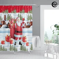 waterproof extra long love christmas bath shower curtain textile sublimation plain funny red hotel bathroom curtain