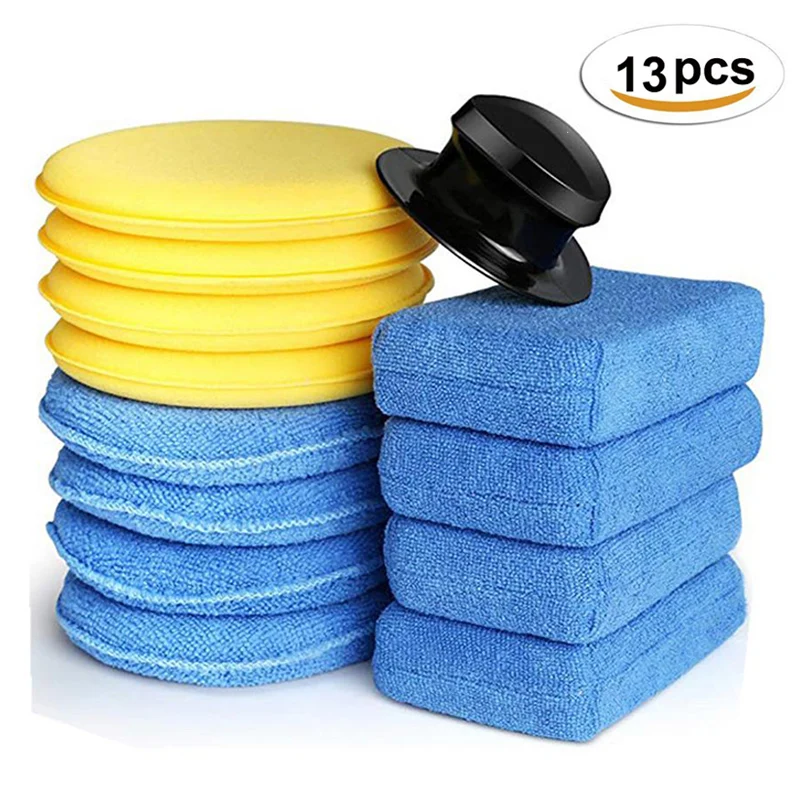 13 шт./компл. аппликаторы для воска автомобиля набор подушек 5 дюймов синие губки