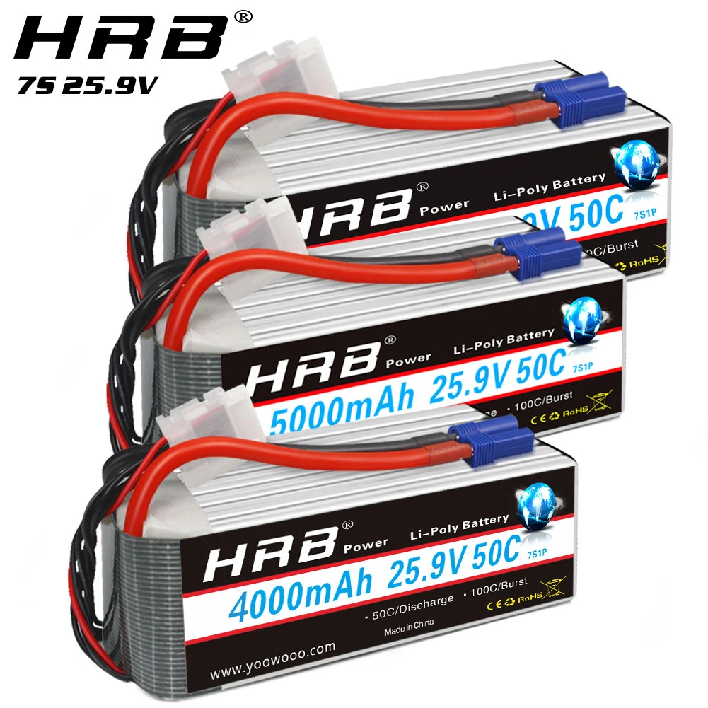 HRB S 7S Lipo bater&iacute;a 25,9 V 5000mah 6000mah 4000mah 3300mah heli bater&iacute;a XT90 macho para 800 helic&oacute;ptero FED aviones 3D avi&oacute;n-0
