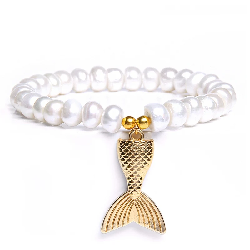 Boho Shell& пресноводный жемчуг браслет Seashell Cowry Shell Conch браслет для женщин ювелирные изделия мала-йога пляж - Окраска металла: 2