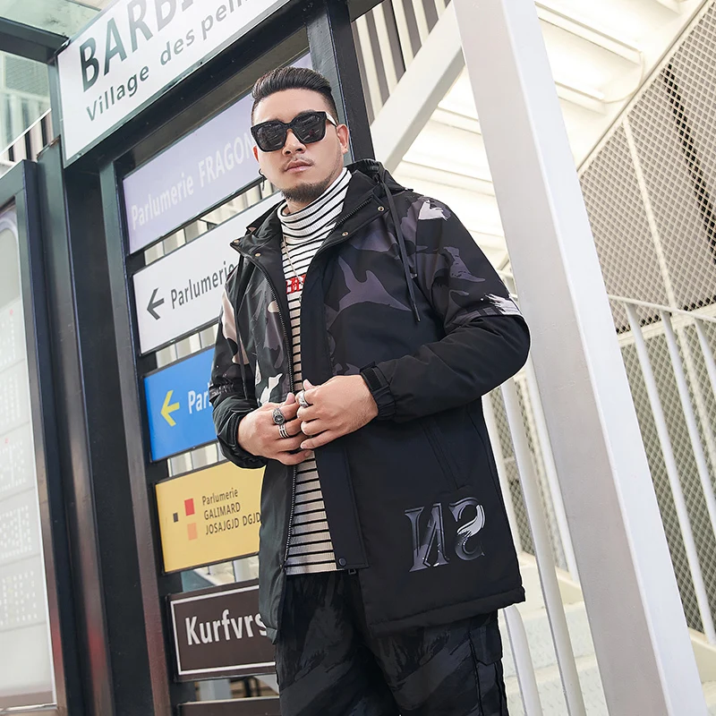 Парка мужская длинная на молнии плотная модная куртка с регулируемым поясом