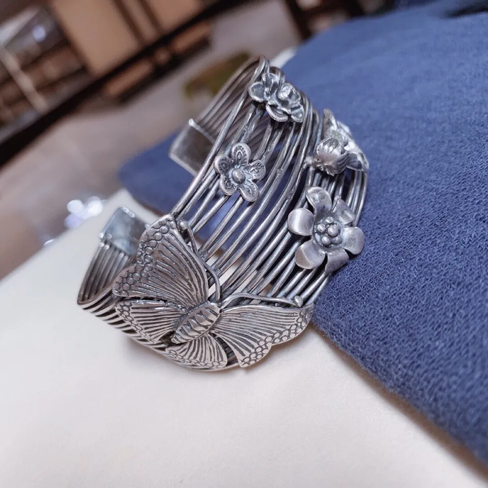 Женский Открытый браслет из серебра 925 пробы в этническом стиле | Украшения и