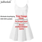 Женское платье-комбинация jackhereluk, летнее цельное платье без рукавов с принтом логотипа на заказ, пикантный сарафан с открытой спиной, Прямая поставка